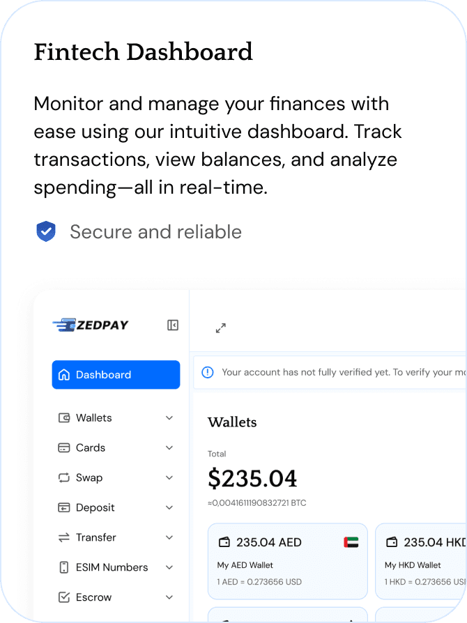 Desktop Dashboard UI demo: fintech