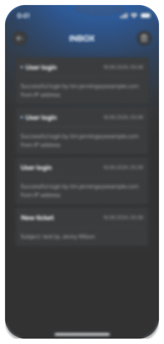 Decor: blurred Mobile UI (inbox)