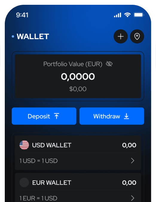 Mobile UI demo: portfolio value